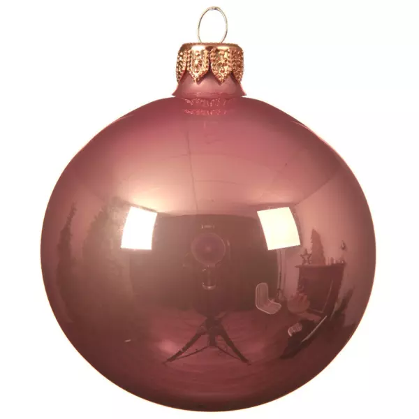Set di 6 palline di Natale di vetro (D80 mm) Scintilla Rosa antico