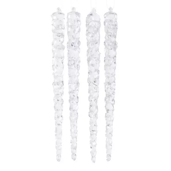 Confezione di 4 stalattiti di Natale Brilla nel buio Grigio