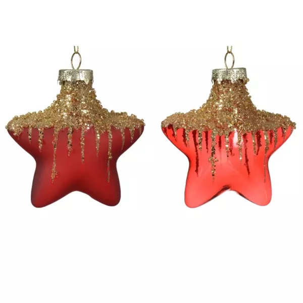 Lote de 2 estrellas de Navidad en vidrio  Arctique Rojo