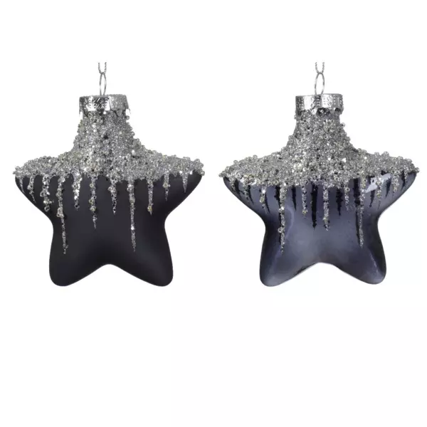 2er Set Sterne aus Glas Arctique Schwarz