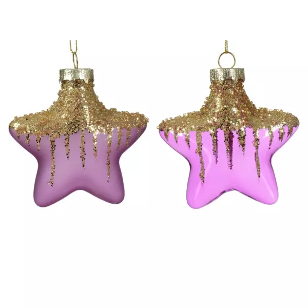Lote de 2 estrellas de Navidad en vidrio Arctique Violeta