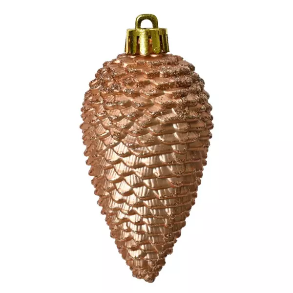 Lot de 6 pommes de pin � suspendre (H8 cm) Alpine Rose p�tillant