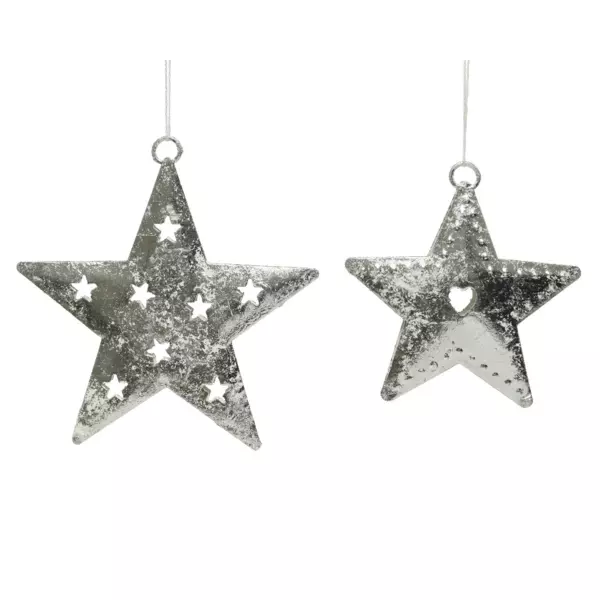 Confezione di 2 stelle di Natale Metalia Argento