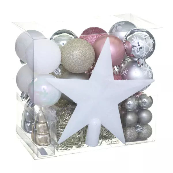 Kit kerst hangdecoratie Aspen Wit/ roze