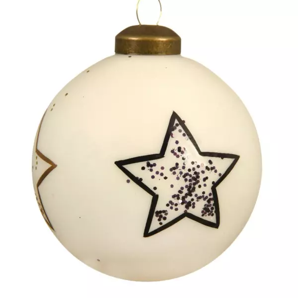 Lote de 3 bolas de Navidad en vidrio (D80 mm) Myli Blanco lana 
