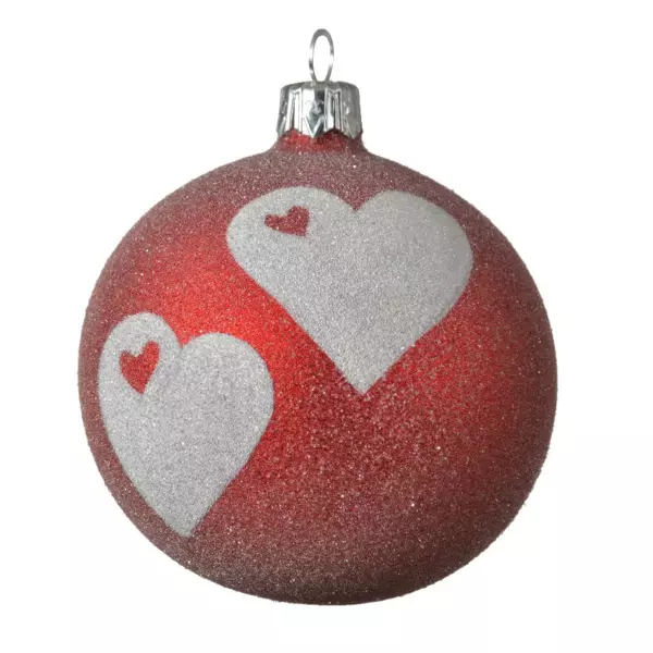 Lotto di 6 palline di Natale di vetro (D80 mm) Amour Rosso