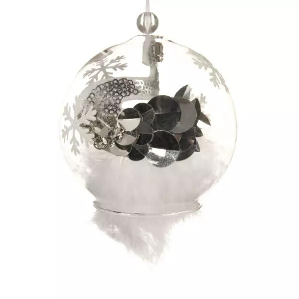 Set di 2 palline di Natale di vetro (D80 mm) Swan Bianco