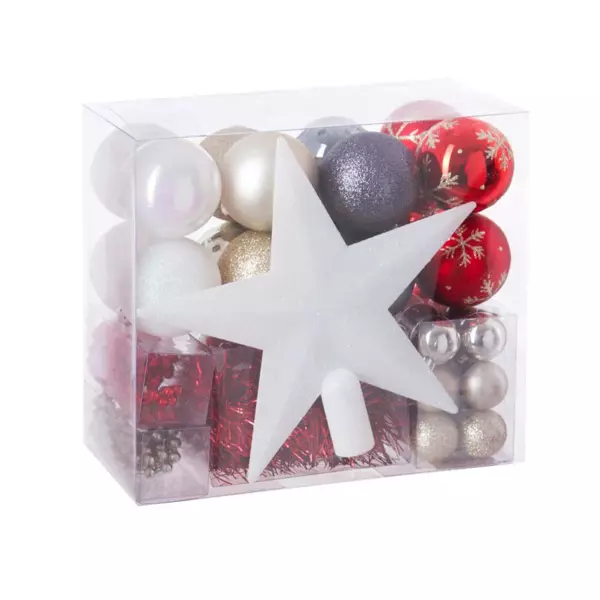 Kit kerst hangdecoratie Aspen Rood / grijs