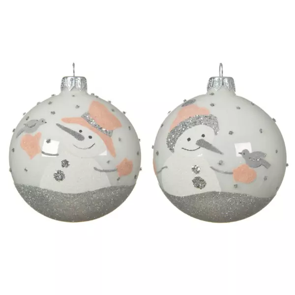 6er set Weihnachtskugeln aus Glas (D80 mm) Federico Wei� 