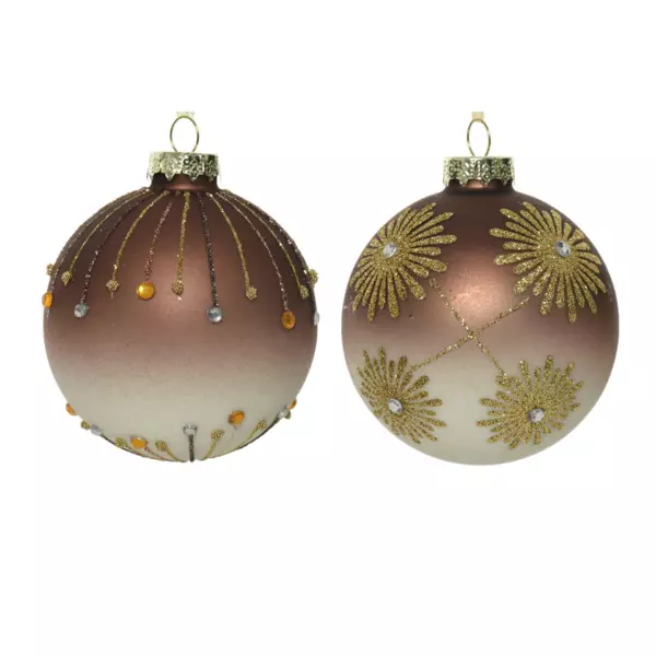 Lot de 3 boules de No�l en verre (D80 mm) Musc Marron 
