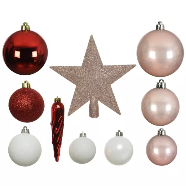 Kit kerst hangdecoratie Novae multi poederroze