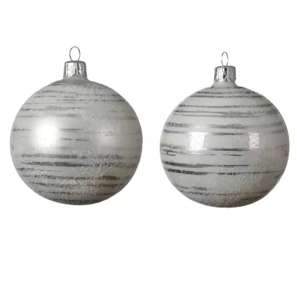 Set di 6 palline di Natale di vetro (D80 mm) Rya Bianco