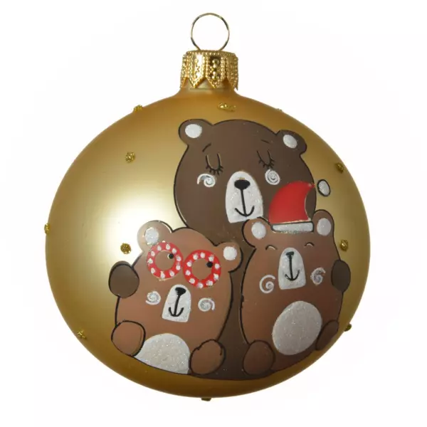 Lote de 6 bolas de Navidad en vidrio (D80 mm) Familia Oro
