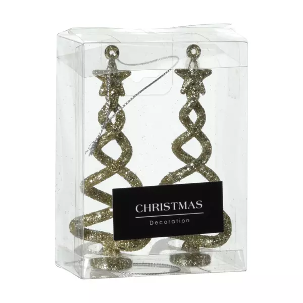 Confezione di 2 alberi di Natale Spirale Oro