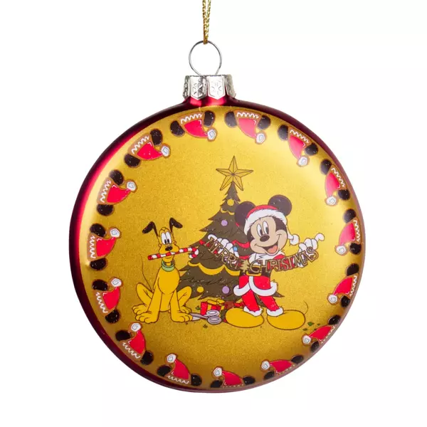Schijf van glas Pluto & Mickey om op te hangen Geel