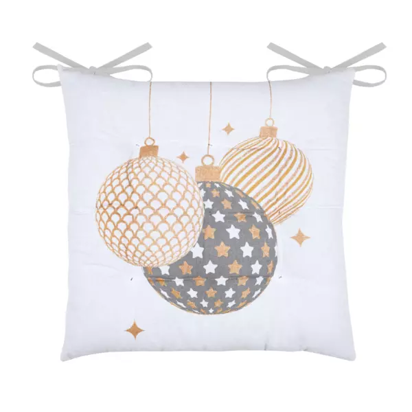 Coussin de chaise No�l carr� (38 x 38 cm) Sib�rie Blanc