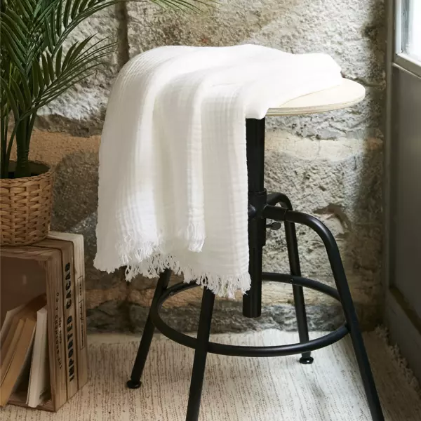 Manta en gasa de algod�n (160 cm) Ga�a Blanco chantilly
