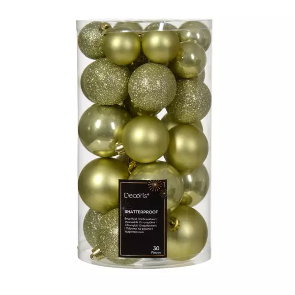 Lot de 30 boules de No�l Alpine assorties Pistache