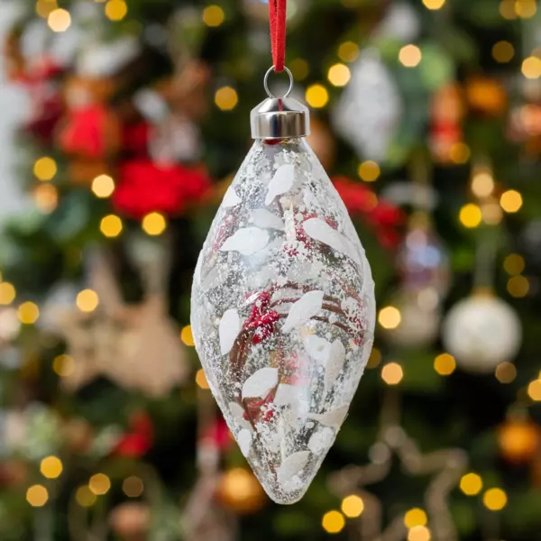 Lot De 6 Ornements De Noël En Cristal Et Verre - Grande Suspension Argentée - Finials (Neuf)