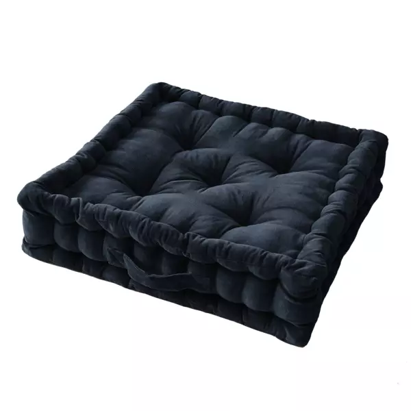 Coussin de sol carr� velours de coton (50 x 50 cm) Victor Bleu nuit