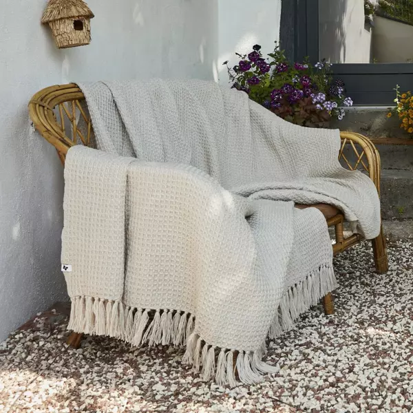 Plaid van gerecycled materiaal (220 cm) Gabin Beige