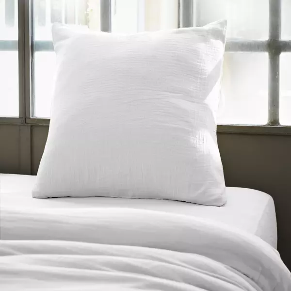 Taie d'oreiller carr�e gaze de coton (60 x 60 cm) Ga�a Blanc chantilly