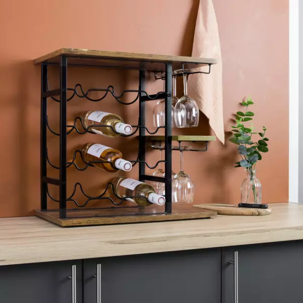 Weinregal Industrial 12 Flaschen und Glashalter (H50 cm) Arthur Schwarz