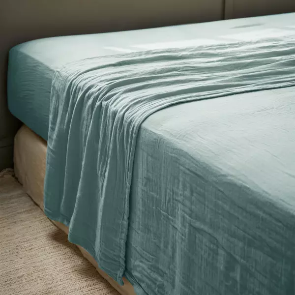 Musselin-Bettlaken (270 x 300 cm) Ga�a Petrolblau