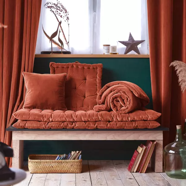 Bomuldsm�tte i fl�jl (60 x 120 cm) Victor Terracotta