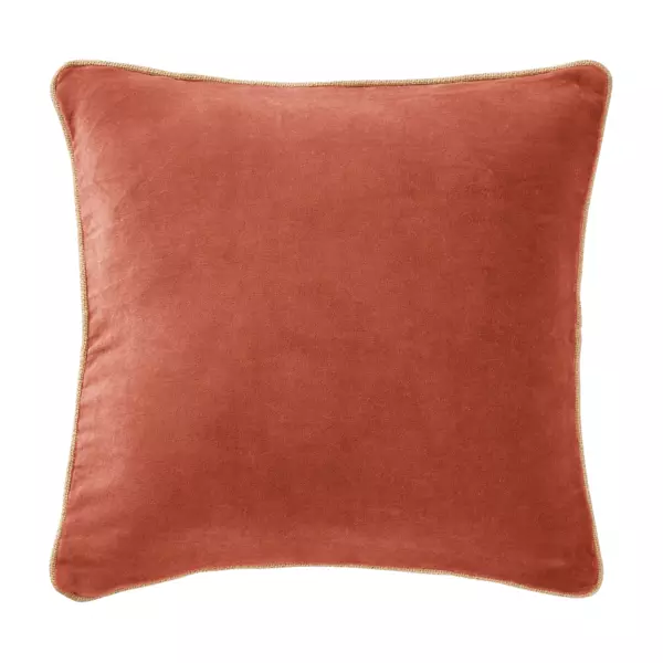 Coj�n cuadrado de terciopelo de algod�n (45 cm) Victor Terracota