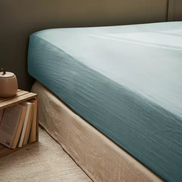 Lenzuolo con angoli garza di cotone (200 cm) Ga�a Blu ottanio