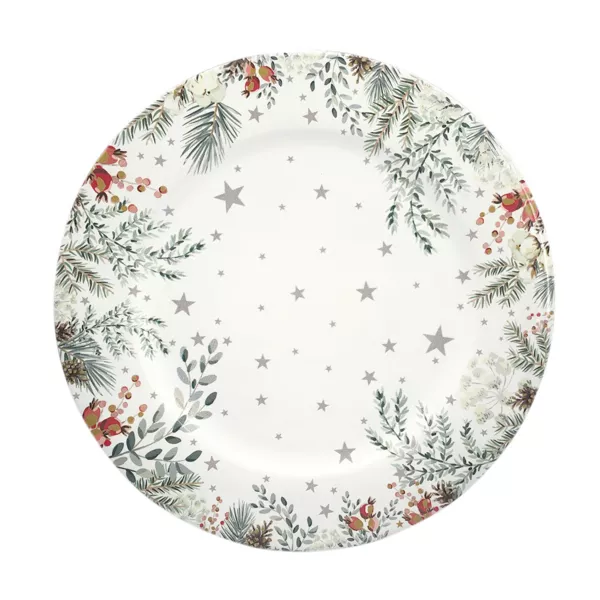 Lot de 12 dessous d'assiette Branches glac�es Blanc