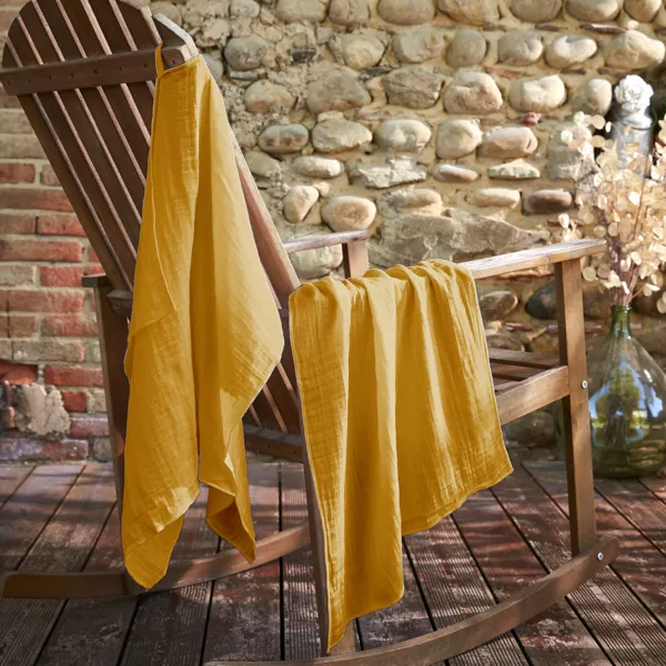 2er Set Musselin-Handt�cher (50 x 70 cm) Ga�a Safrangelb