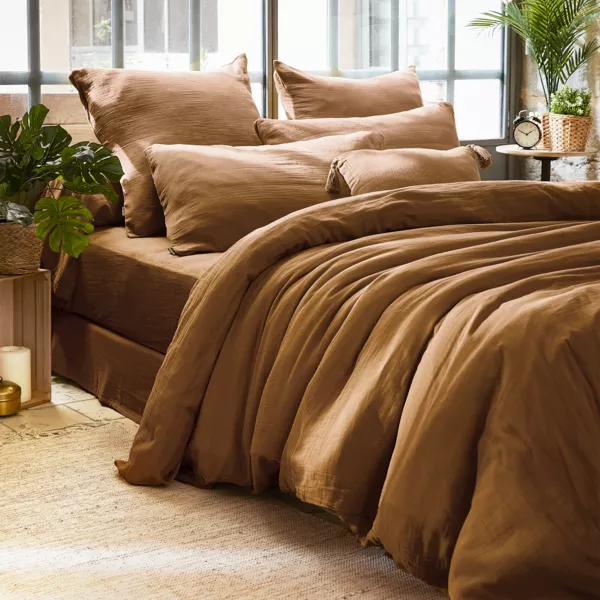 Musselin-Bettbezug (200 x 200 cm) Ga�a Camel
