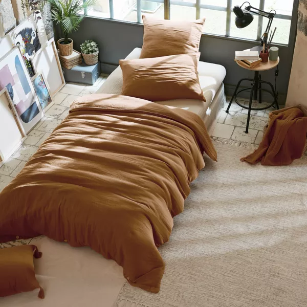 Copripiumino garza di cotone (140 x 200 cm) Ga�a Camel