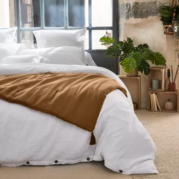 Camino de cama edred�n gasa de algod�n (150 x 150 cm) Ga�a Camel