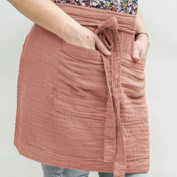 Keukenschort met zak Katoengaas Ga�a Perzik roze