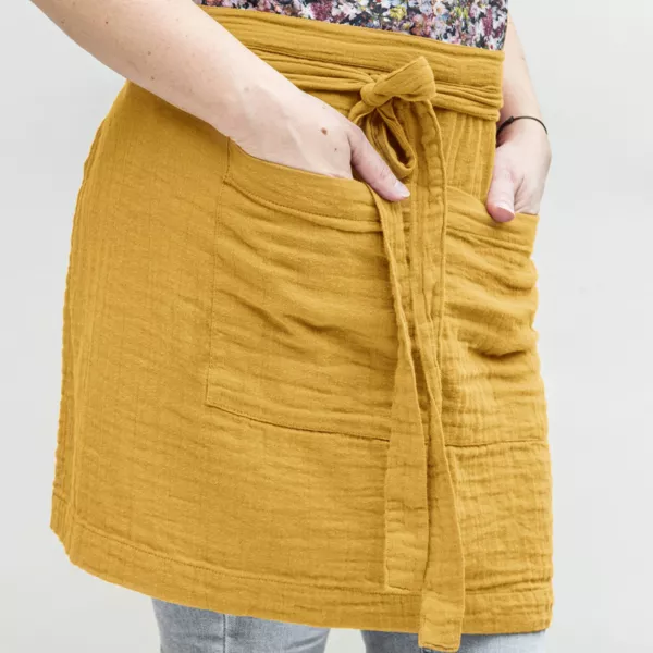 Keukenschort met zak Katoengaas Ga�a Saffraangeel