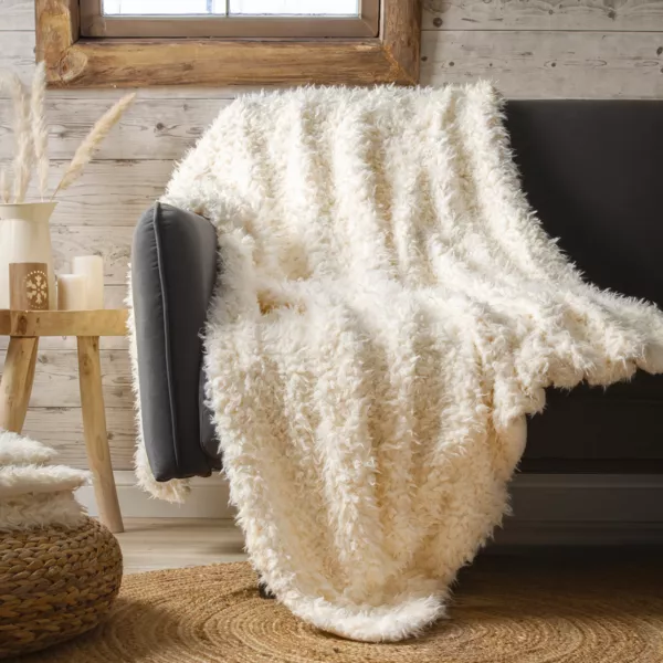 Plaid ecopelliccia (160 cm) Caline Bianco sporco