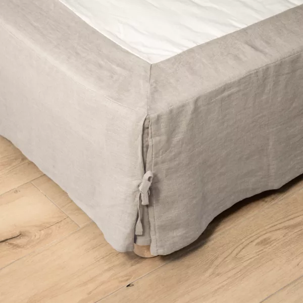 Boxspring hoes gewassen linnen (140 x 190 cm) Louise Beige