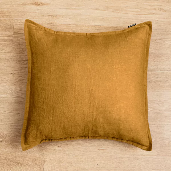 Taie d'oreiller carr�e lin lav� (60 x 60 cm) Louise Caramel