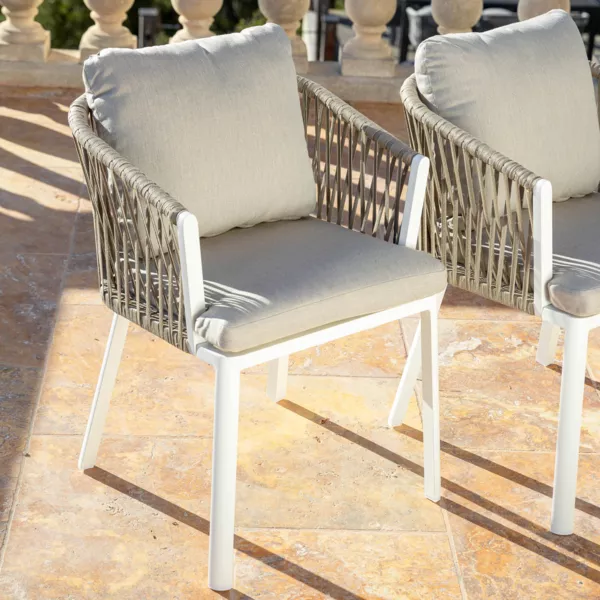 Lot de 2 fauteuils de jardin en aluminium Amalfi Blanc et taupe