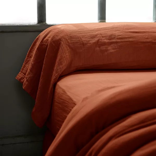 Federa cuscino a rullo garza di cotone (L185 cm) Ga�a Terracotta