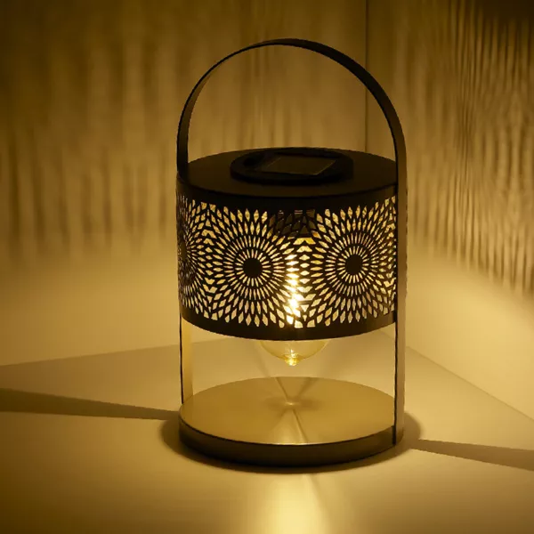 Lanterne solaire de table (H22,5 cm) � LED Noir