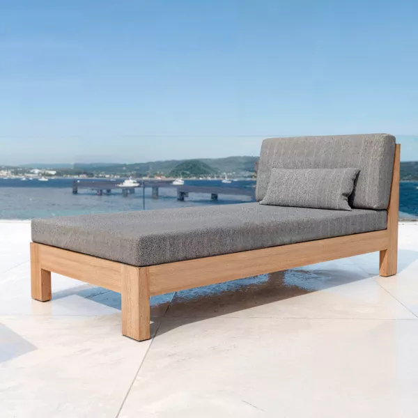 Chaiselongue aus Akazie Born�o - Anthrazitgrau