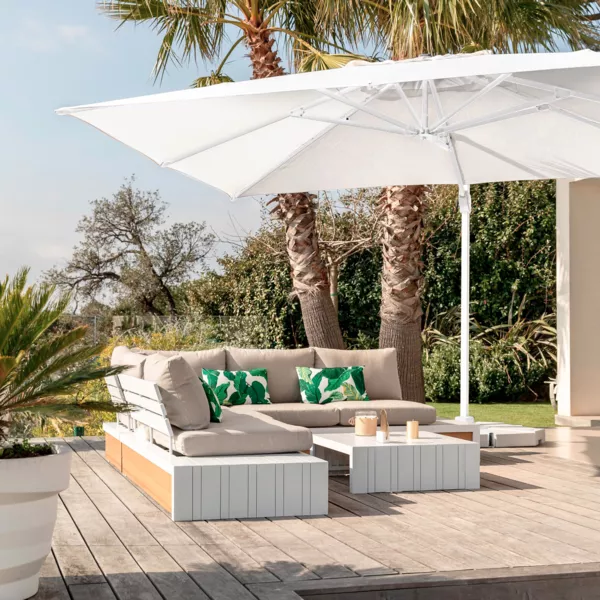 Parasol d�port� rectangulaire aluminium (4 x 3 m) Yucatan Blanc