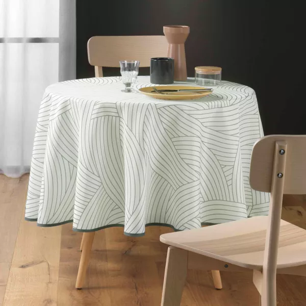 Fleckenabweisende runde Tischdecke (180 cm) Linea Wei�