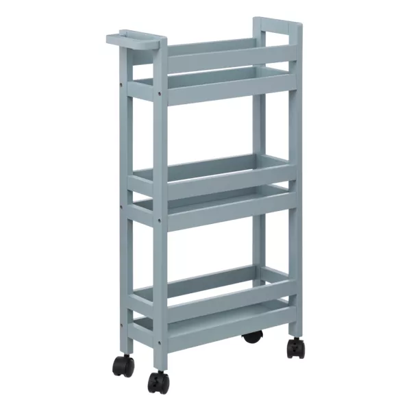 Serveringsvogn med hjul, 3 niveauer (40 x 15 x 75 cm) Colorama Arktisk Bl�