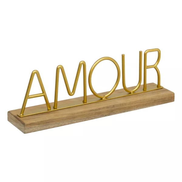 Mot � poser m�tal et bois (25,5 cm) Amour Or