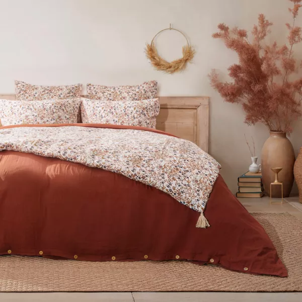 Edred�n pie de cama en gasa de algod�n (90 x 200 cm) Constance Beige pampa